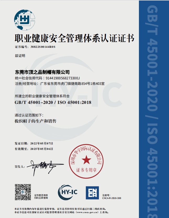 ISO 45001:2018 Occupational Health and Safety certificate