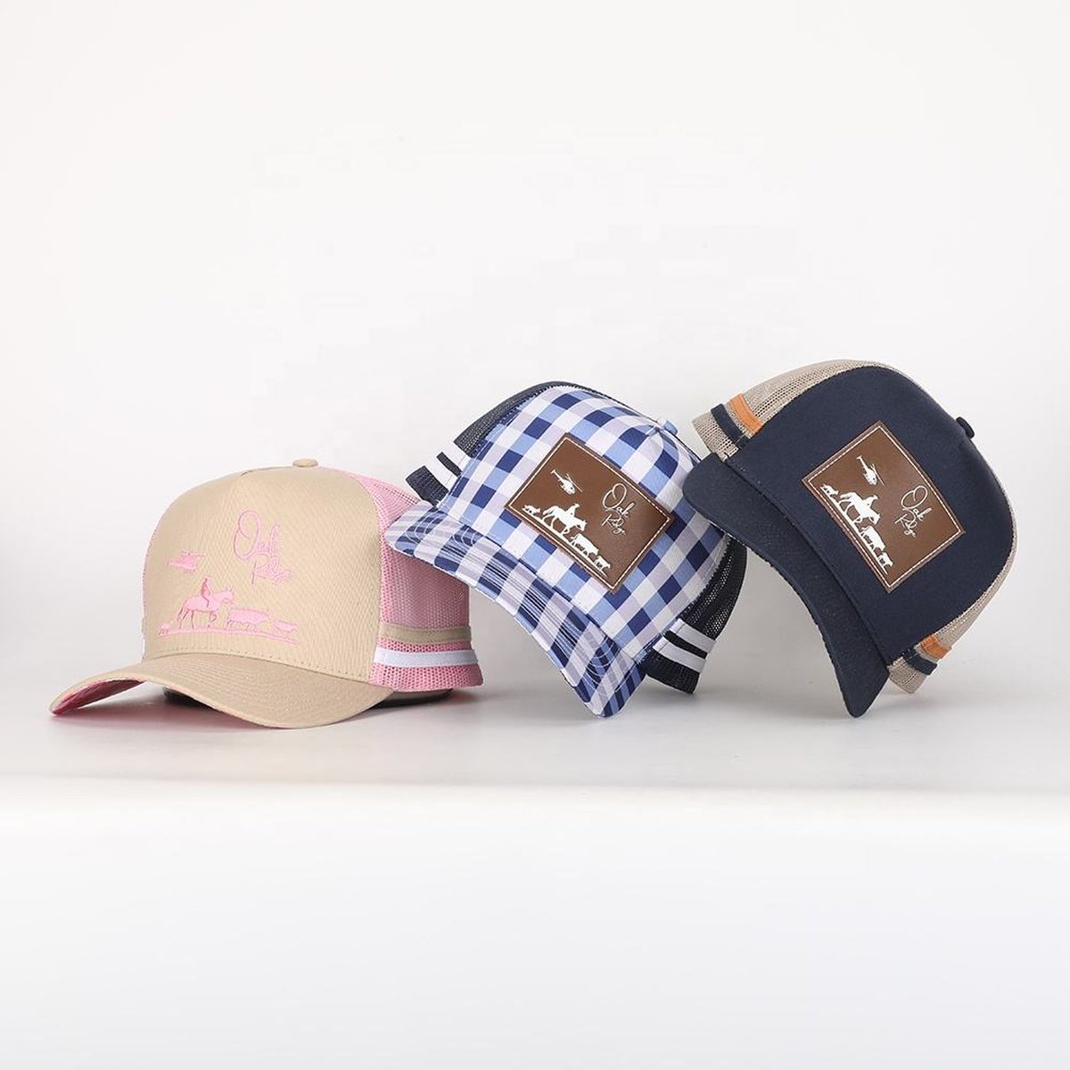 5-panel cotton leather-patch trucker