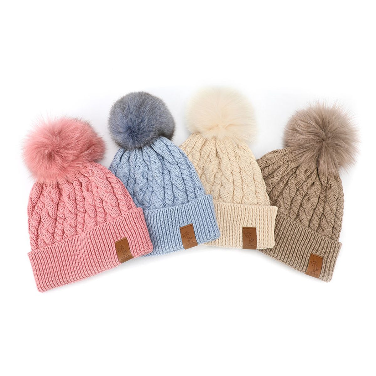 Merino wool pom-pom beanie